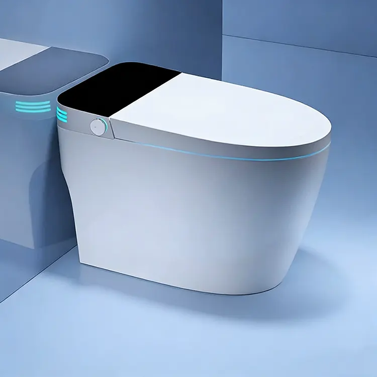 LED Rəqəmsal Displey Avtomatik Qapaqlı Flip-Üst Köpük Qalxan Sifon Ağıllı Tualet